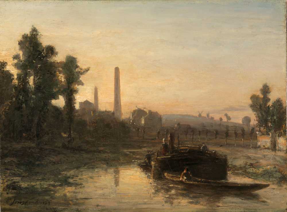 River View in France, possibly near Pontoise (1855) - Johan Barthold Jongkind