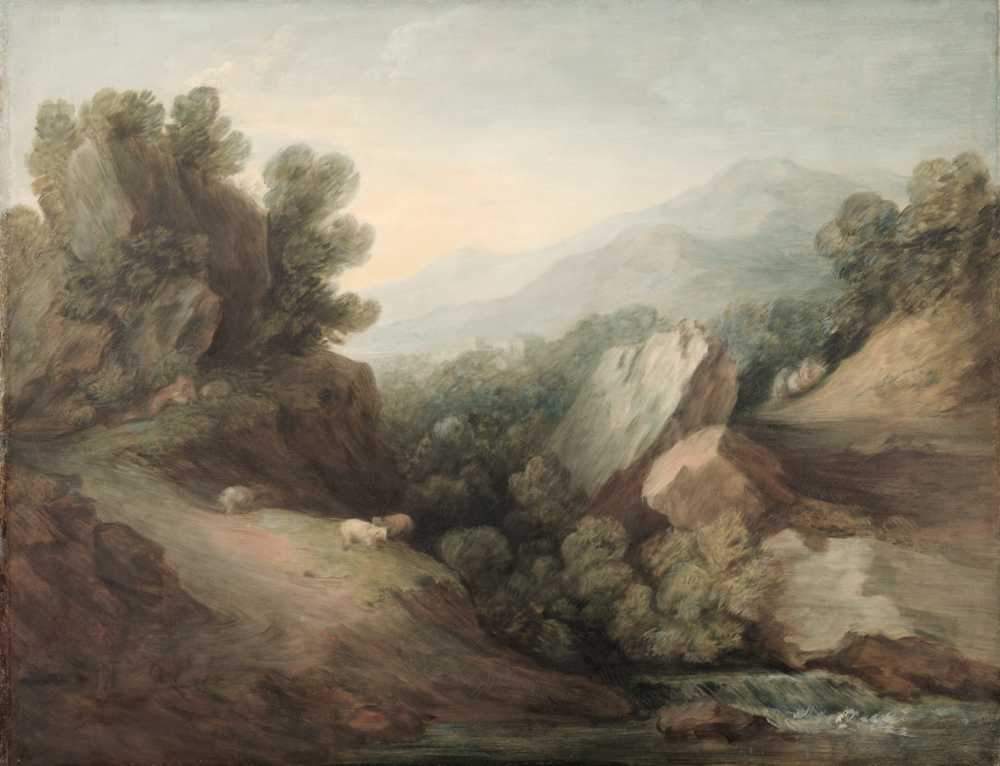 Rocky, Wooded Landscape with a Dell and Weir (c. 1782-1783) - Gainsborough