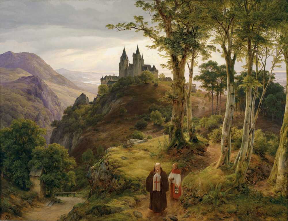Romantic landscape with monastery complex - Karl Friedrich Lessing