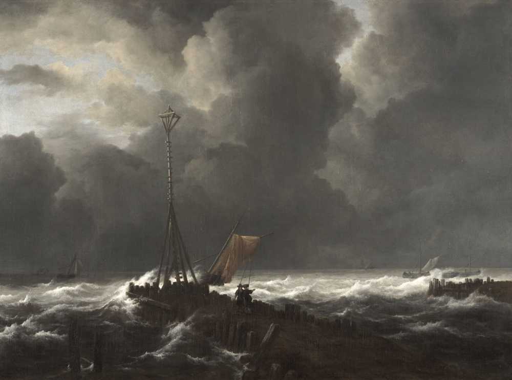 Rough Sea at a Jetty (1650s) - Jacob Isaacksz van Ruisdael