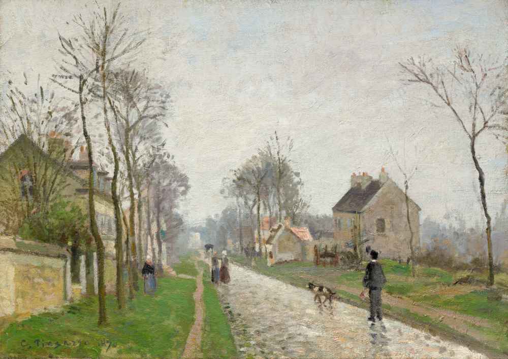 Route de Versailles, Louveciennes, Rain Effect - Camille Pissarro