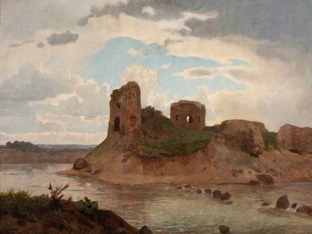 Ruins of the Bobrowniki castle by the Vistula River (1856) - Wojciech Gerson