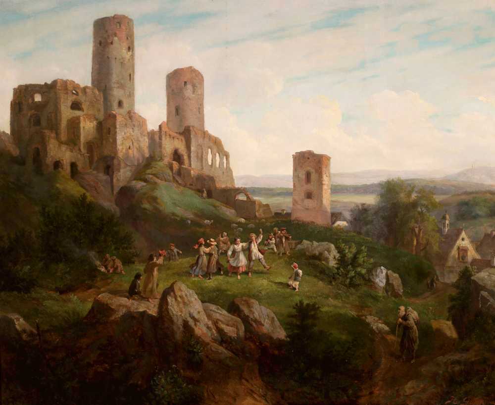 Ruins of the castle - merry-making in Tenczynek (1855) - Henryk Pillati