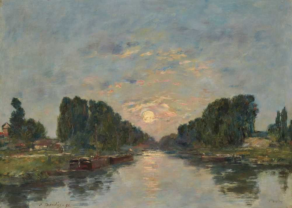 Saint-Valery-sur-Somme. Moon effect on the canal (1891) - Eugene Boudin
