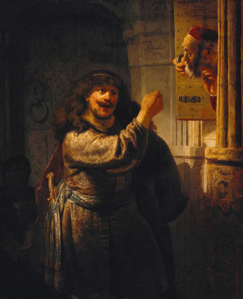 Samson Threatening His Father-in-Law (1635) - Rembrandt van Rijn
