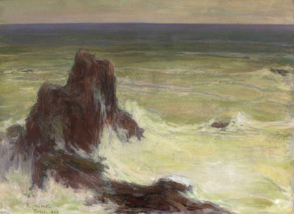 Sea with a solitary rock (1907) - Władysław Ślewiński