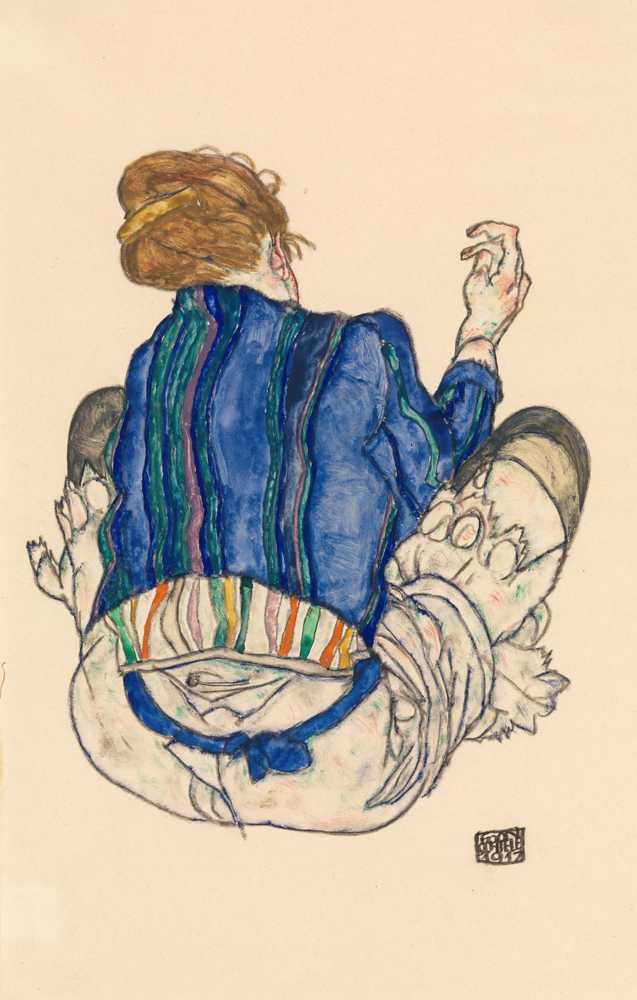 Seated Woman, Back View (1917) - Egon Schiele