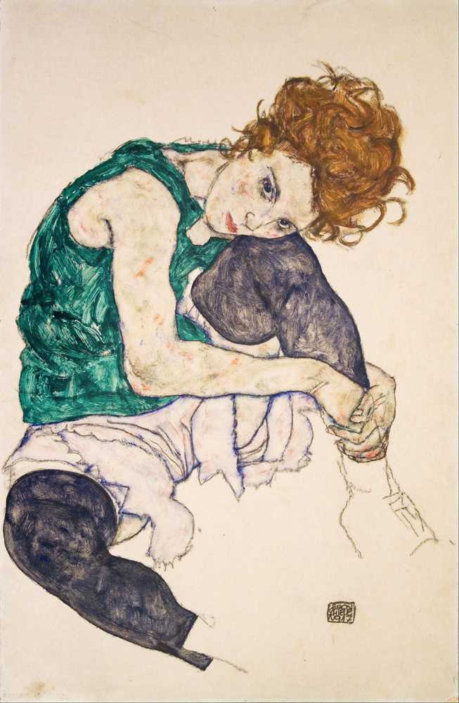 Seated Woman with Bent Knees (Adele Herms) (1917) - Egon Schiele