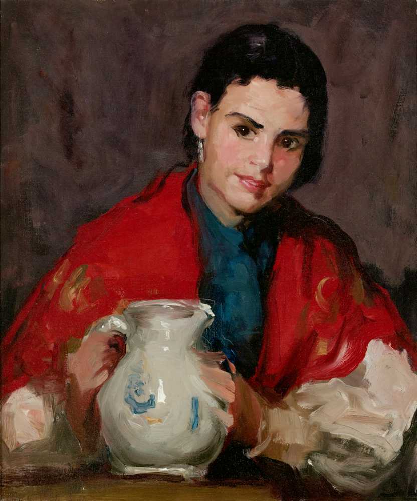 Segovia Girl Holding Pitcher (1912) - Robert Henri