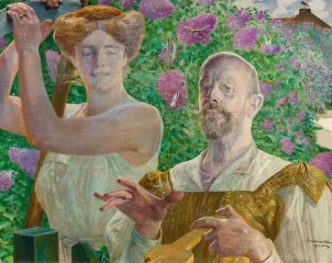 Self-portrait with muse and buddleia (1912) - Jacek Malczewski