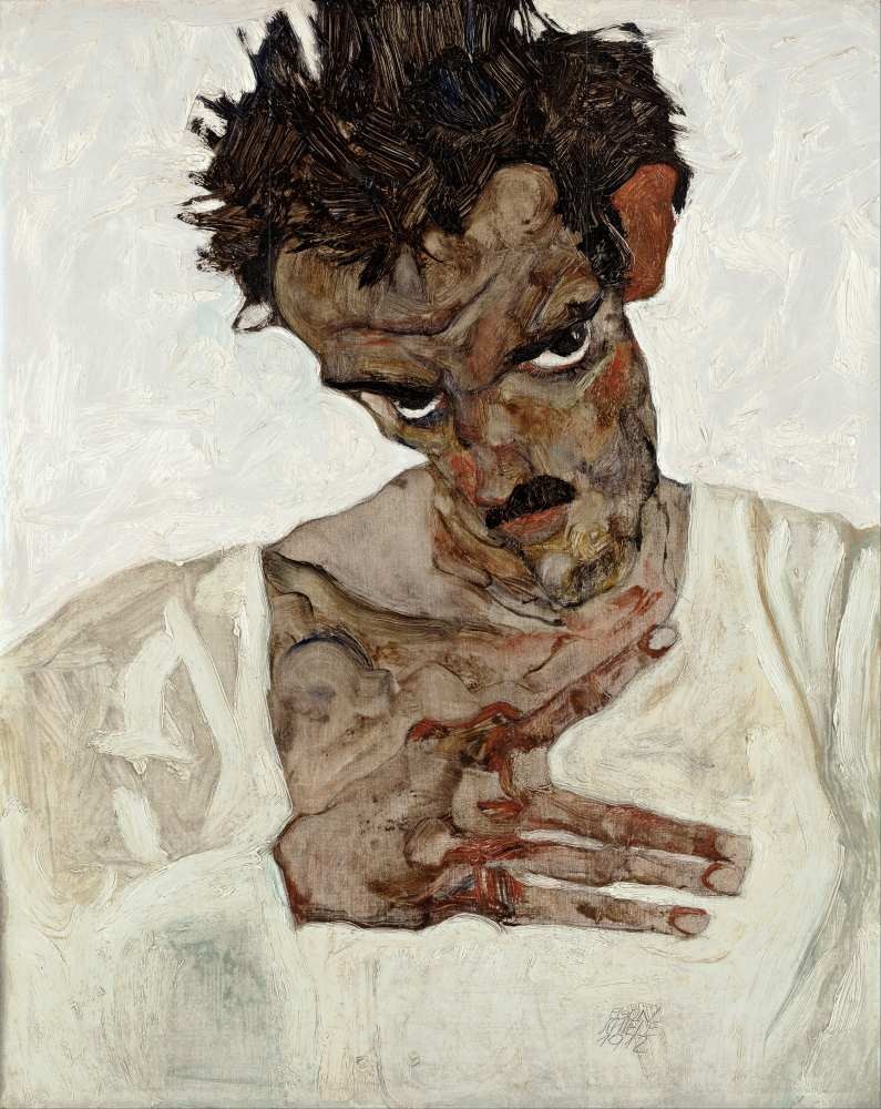 Self-portrait with lowered head - Schiele