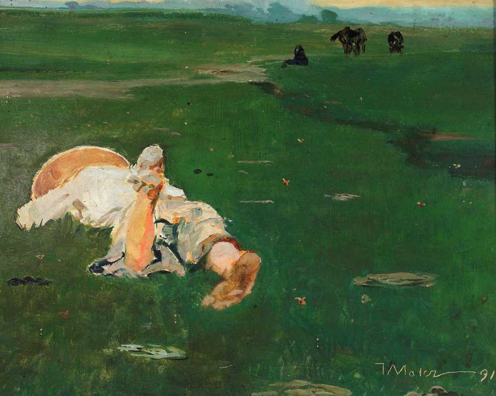 Shepherd girl in a meadow (1891) - Jacek Malczewski