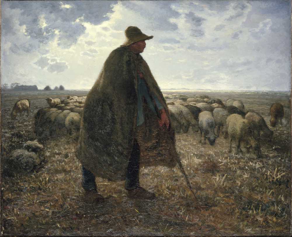Shepherd Tending His Flock - Jean Francois Millet