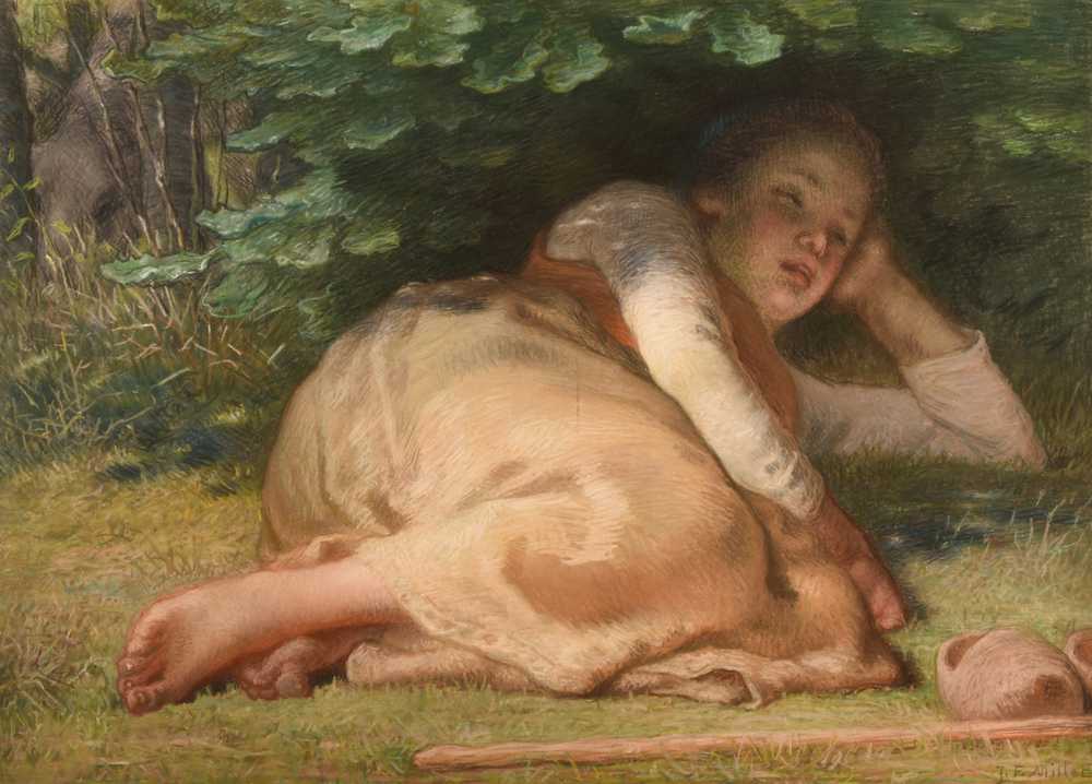 Shepherdess sleeping in the shade of an oak bush (1874) - Jean Francois Millet
