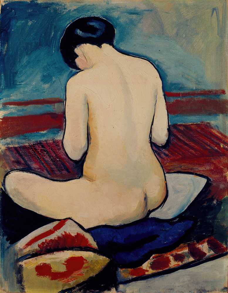 Sitting Nude with Pillow (1911) - August Macke