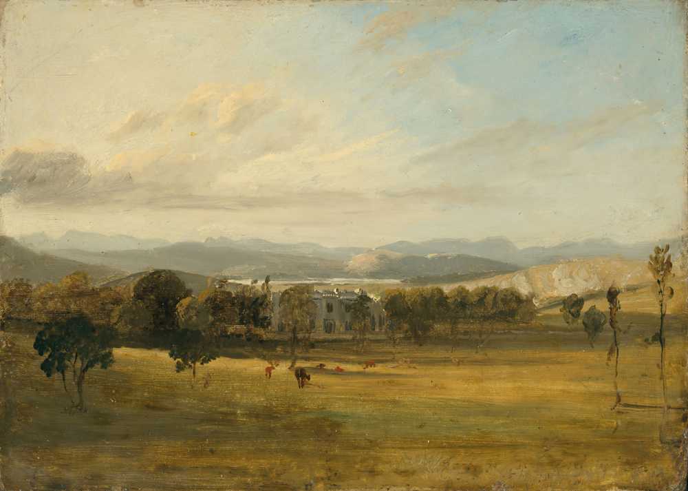 Sketch of Leighton Hall, Lancashire, the hills of the Lake Distri... - Constable