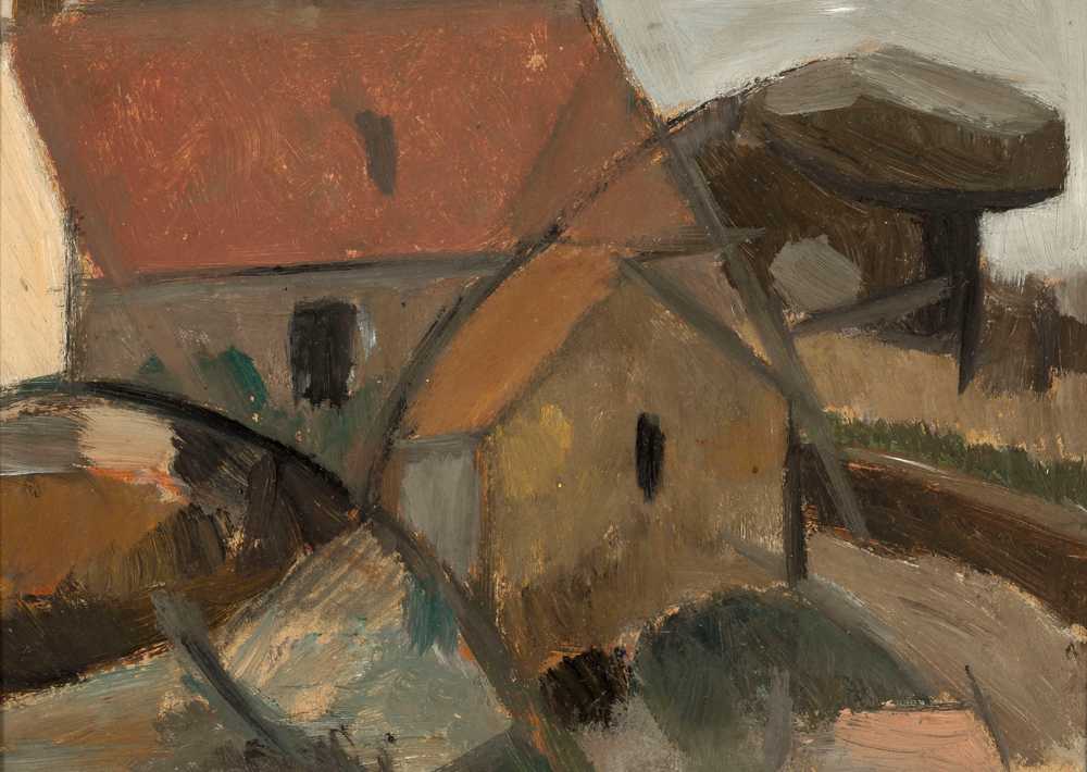 Small house with a red roof (1911) - Tadeusz Makowski