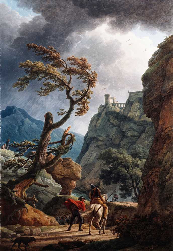 Soldiers in a Mountain Gorge, with a Storm (1789) - Claude Joseph Vernet
