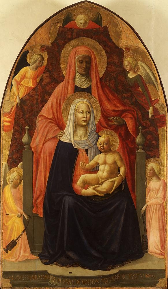 St. Anna, Mary with child and five angels - Masaccio