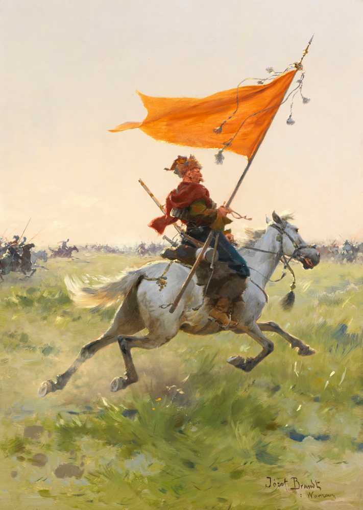 Standard riders on the battlefield (ca. 1880-1900.) - Józef Brandt