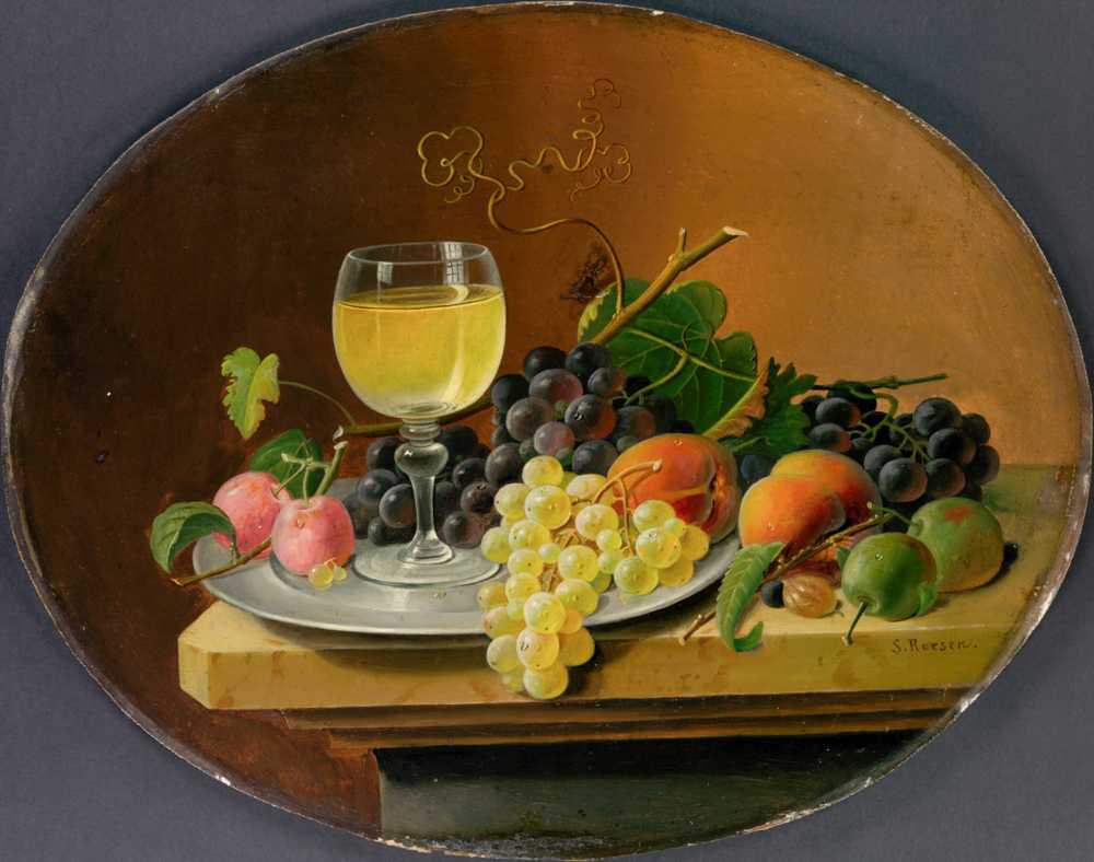 Still Life Fruit and Wine Glass (1865–70) - Severin Roesen