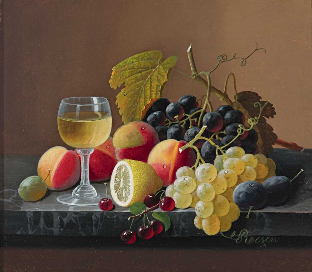 Still Life Of Fruit With Lemon - Severin Roesen