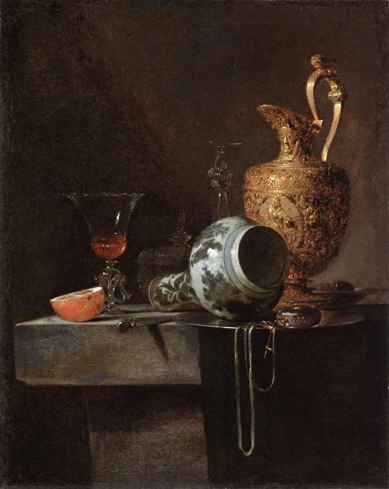 Still Life with a Porcelain Vase, Silver-gilt Ewer, and Glasses - Will
