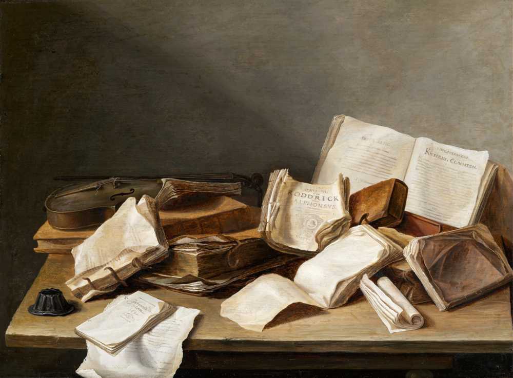 Still Life with Books and a Violin (1628) - Jan Davidsz de Heem