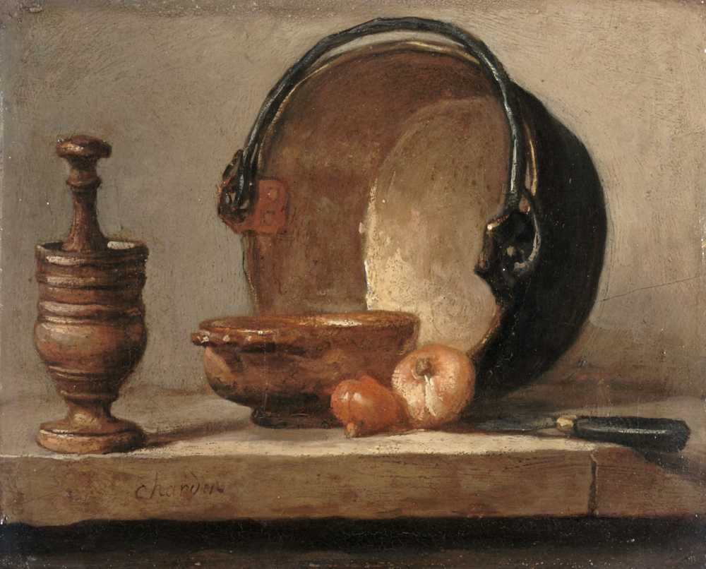 Still life with copper cauldron (1735) - Jean Baptiste Simeon Chardin