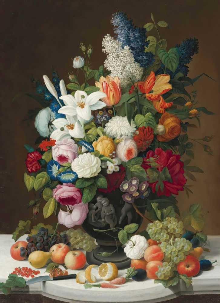 Still Life With Flowers And Fruit (1848) - Severin Roesen