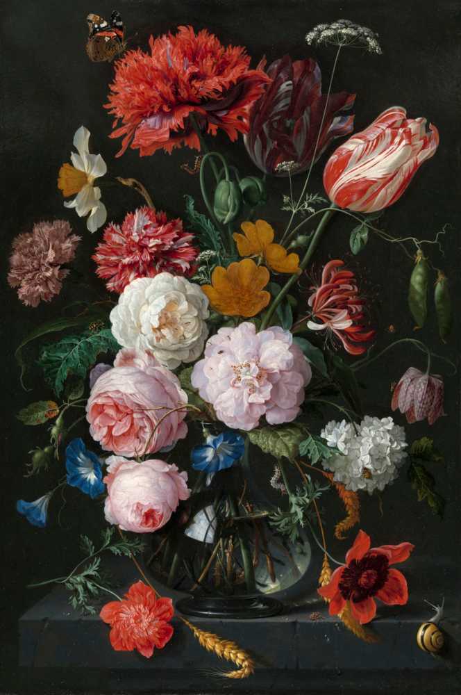 Still Life with Flowers in a Glass Vase (1650 - 1683) - Jan Davidsz de Heem