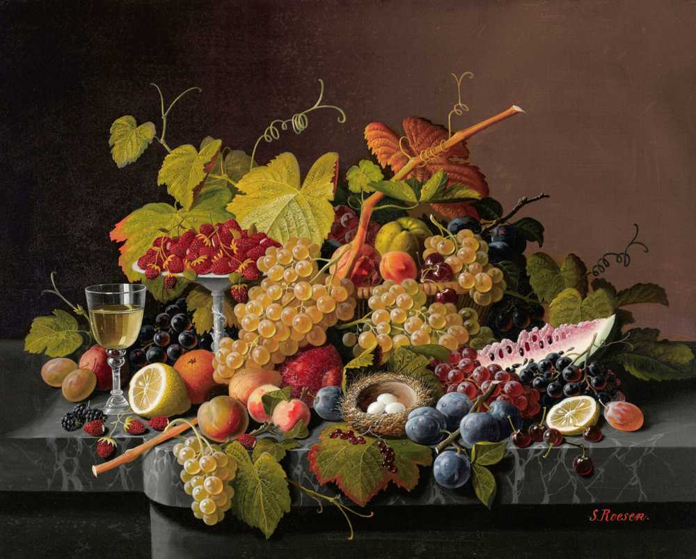 Still Life with Fruit and Bird’s Nest - Severin Roesen