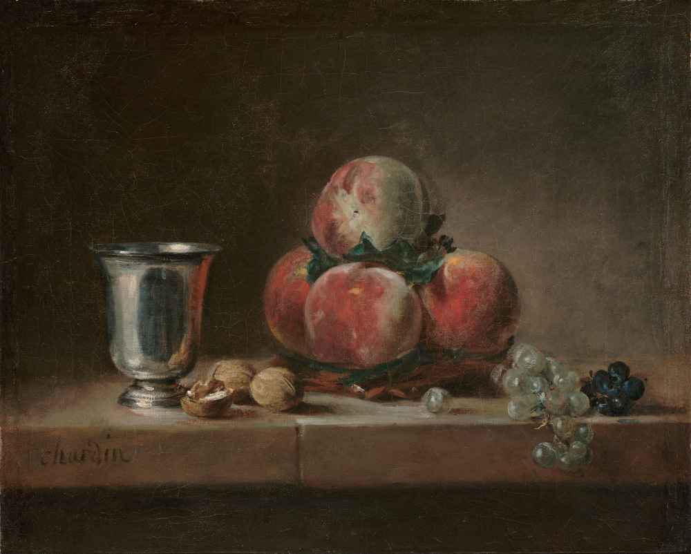 Still Life with Peaches, a Silver Goblet, Grapes, and Walnuts - Jean B