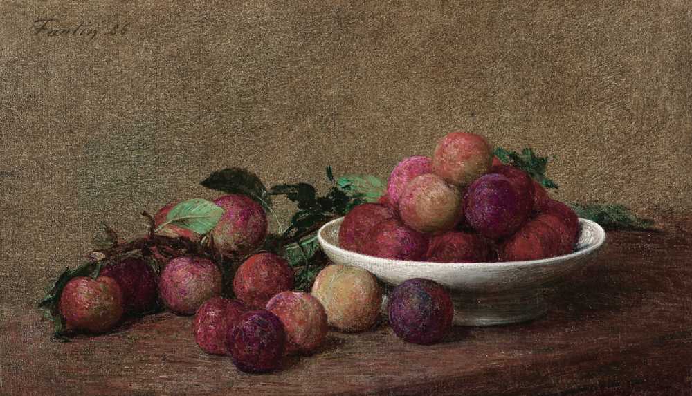 Still life with plums (1886) - Henri Fantin-Latour