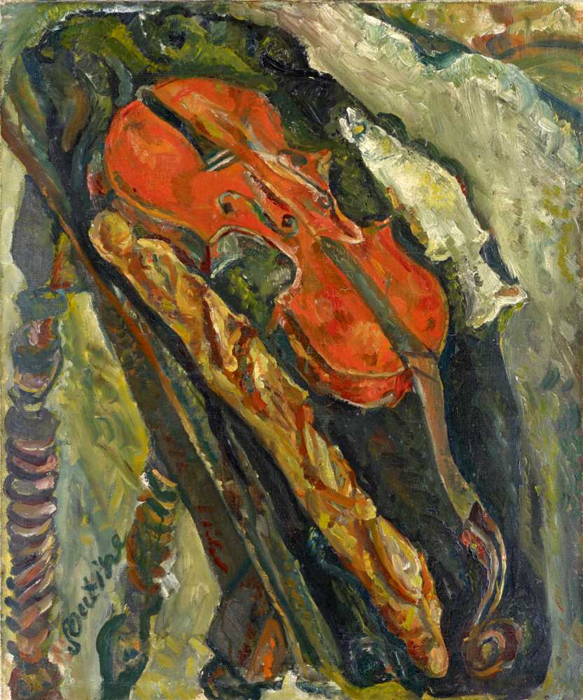 Still Life with Violin, Bread and Fish (1922) - Chaim Soutine