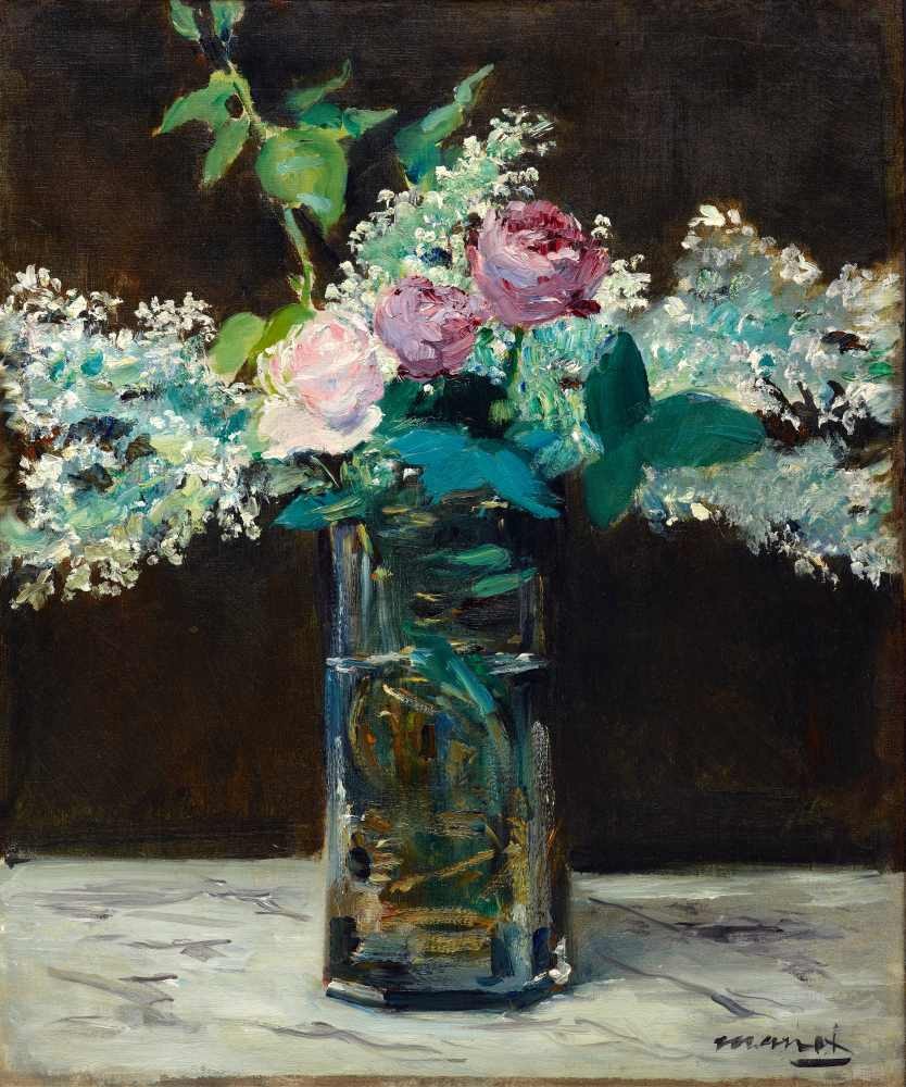 Still life, lilac and roses - Manet