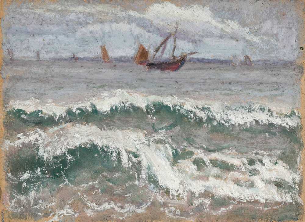 Stormy sea with boats (1914) - Tadeusz Makowski