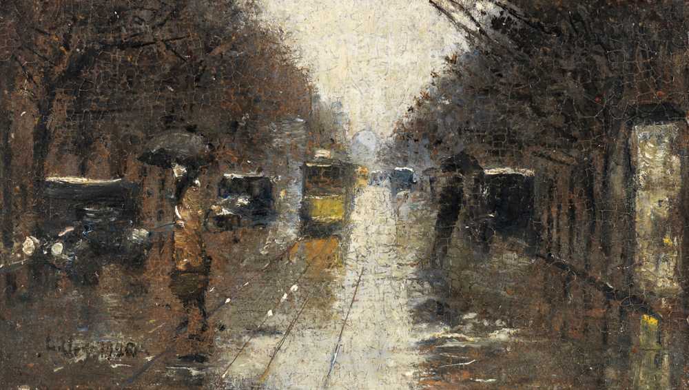 Street Scene in the Rain, Berlin (1926) - Lesser Ury