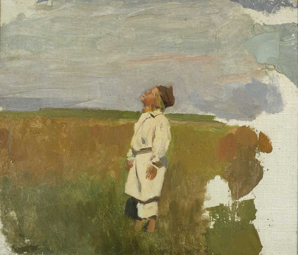 Study for “Storks” – Shepherd boy (circa 1900) - Józef Chełmoński