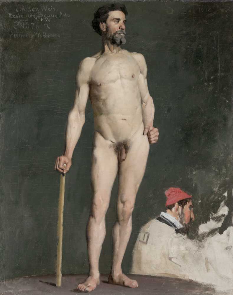 Study of a Male Nude Leaning on a Staff (1876) - Julian Alden Weir