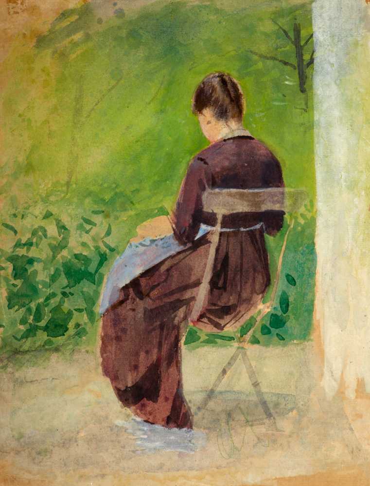 Study of a woman sitting in a garden (1885) - Teodor Axentowicz