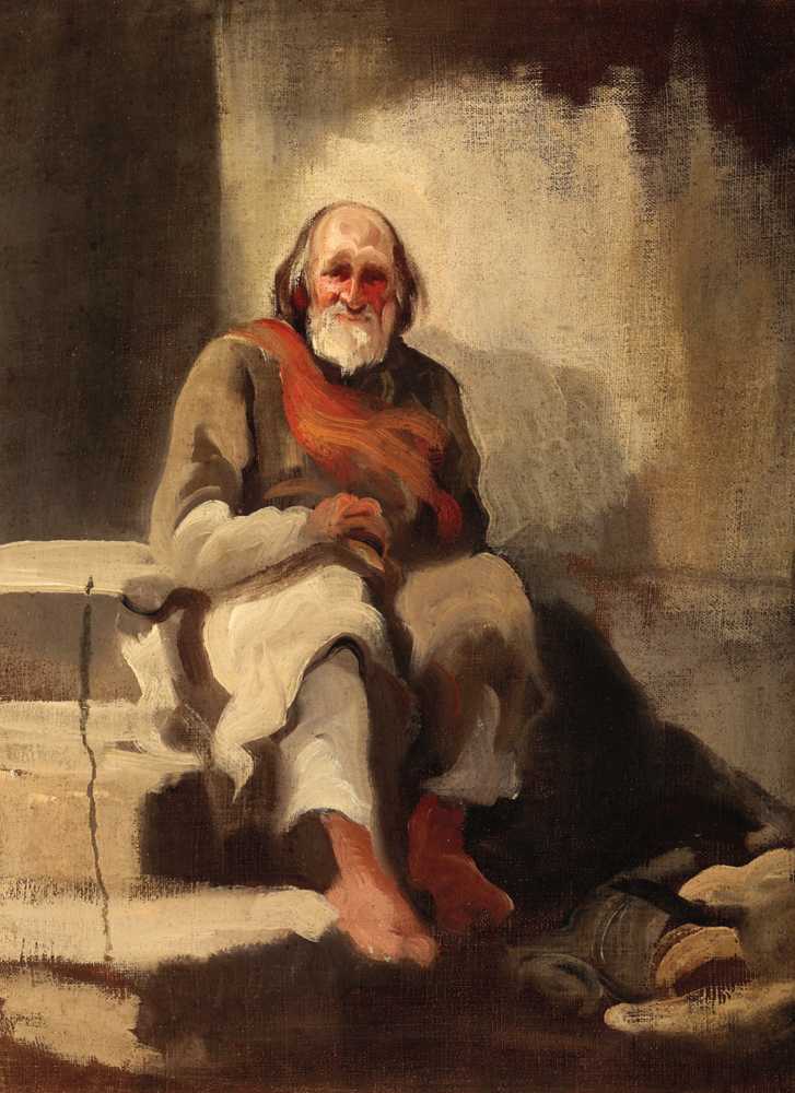 Study of an Old Man Sitting on the Stairs (1840) - Piotr Michałowski