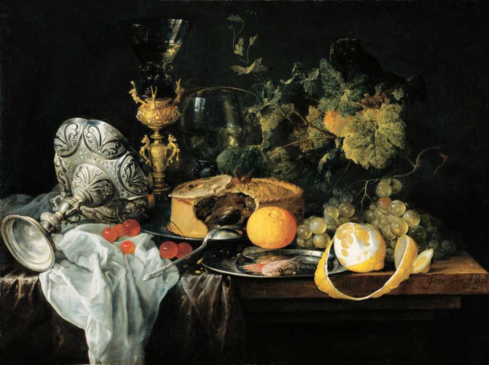 Sumptuous Still Life With Fruits, Pie And Goblets (1651) - Jan Davidsz de Heem