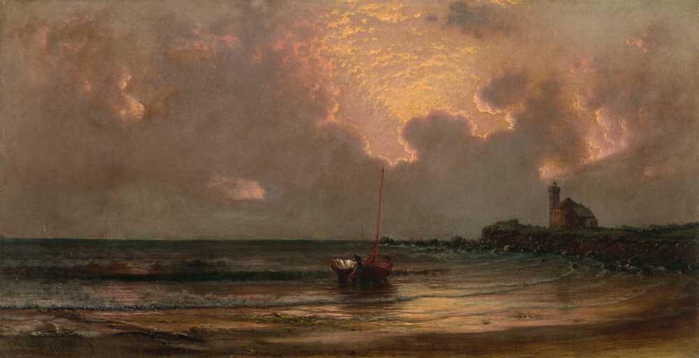 Sunset at Point Judith Light (1869) - Martin Johnson Heade