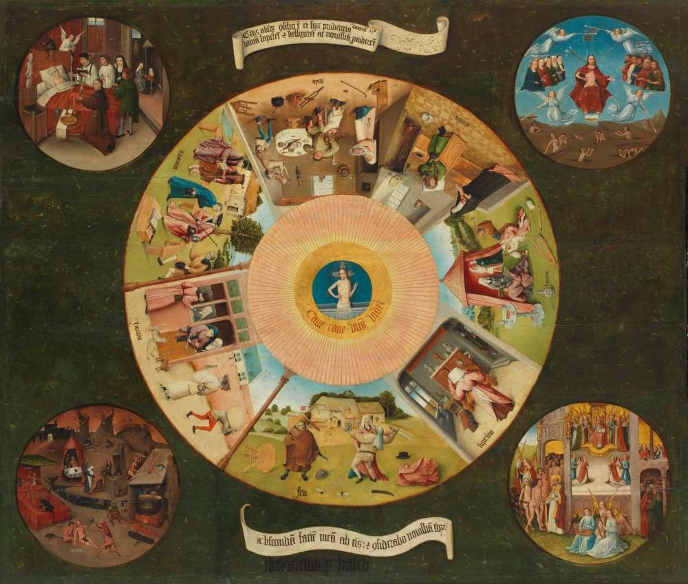 Table with scenes of the seven deadly sins - Bosch