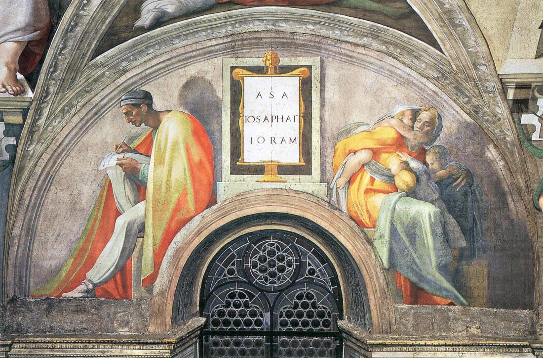 The ancestors of Christ- Asa, Josaphat, Joram - Michelangelo