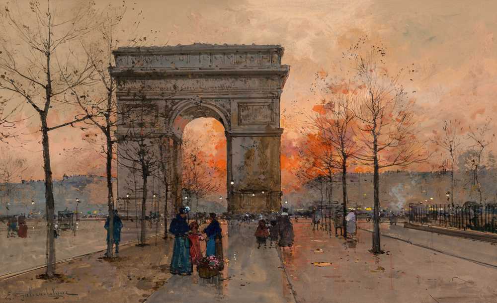 The Arc de Triomphe, Place de l'Etoile - Eugene Galien-Laloue