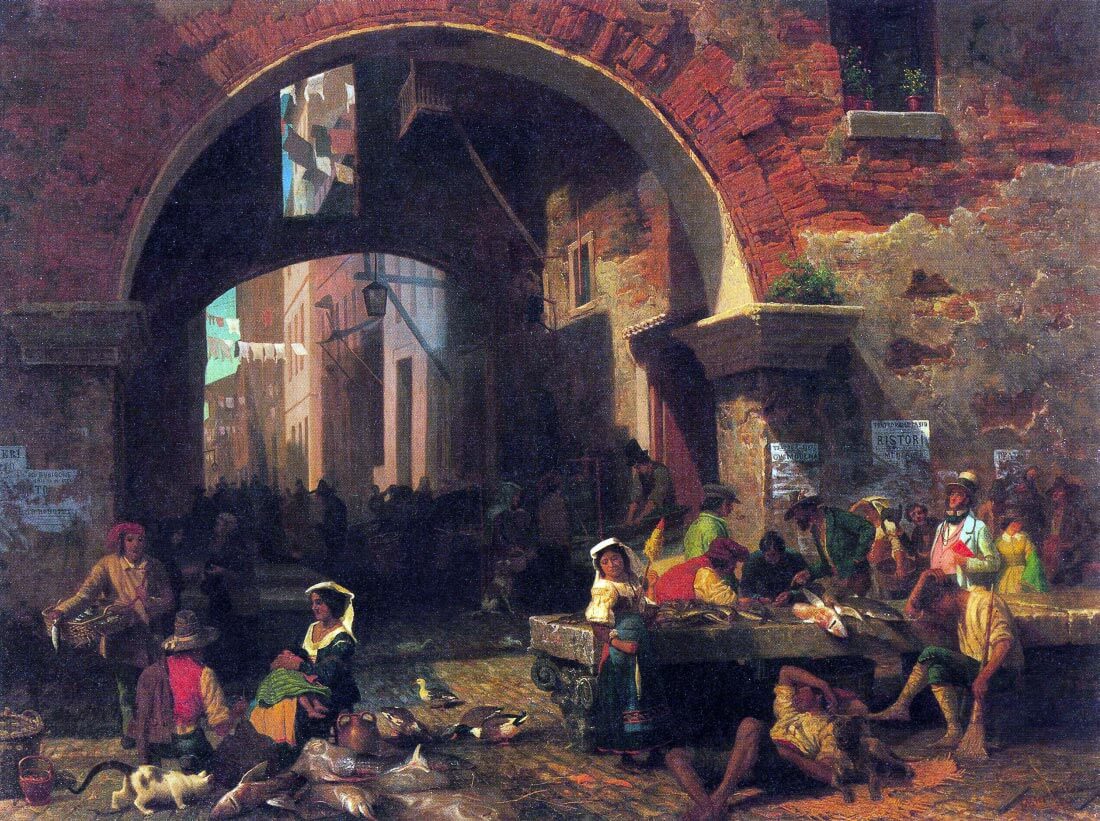The Arc of Octavius, Roman Fish market - Bierstadt