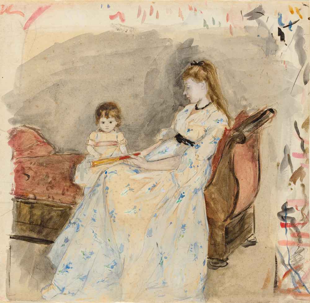 The Artists Sister, Edma, with Her Daughter, Jeanne, 1872 - Berthe Mor