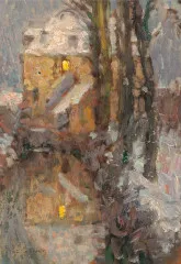 The Canal, Snow, Gisors (1901) - Henri Le Sidaner